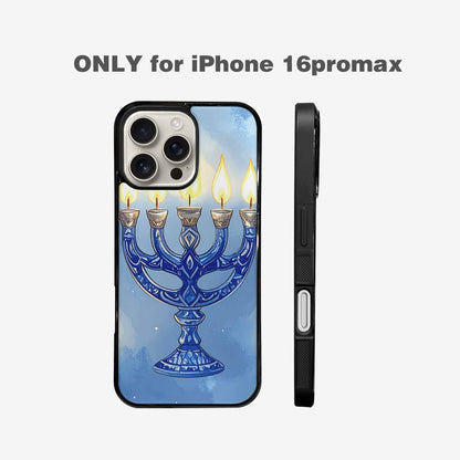 iPhone 16 Pro Max Case — Hanukkah Menorah Pattern Seamless Repeat Jewish, Custom Art Phone Cover