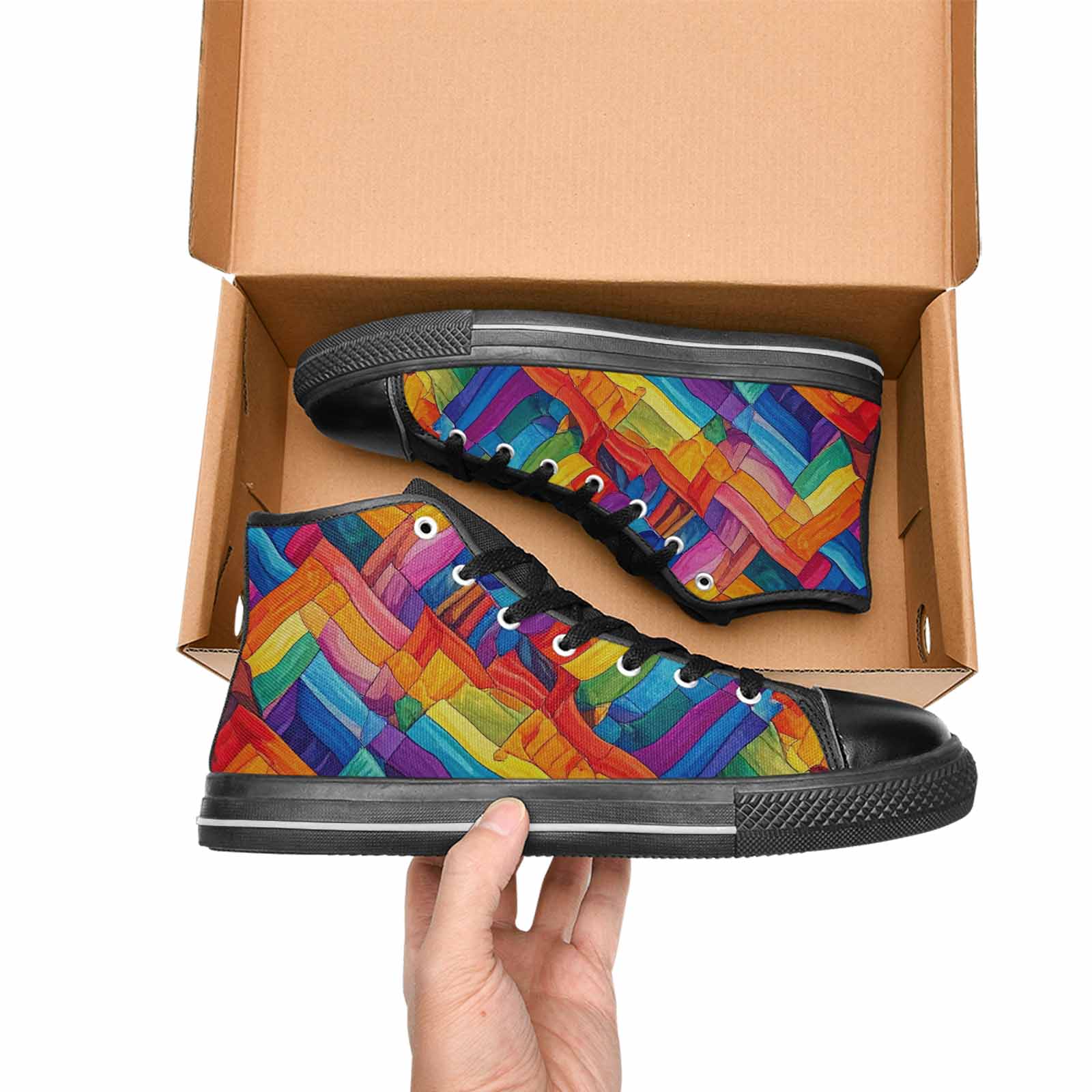 MEN'S Transgender Flag Color High Top Canvas Vivid Shoes