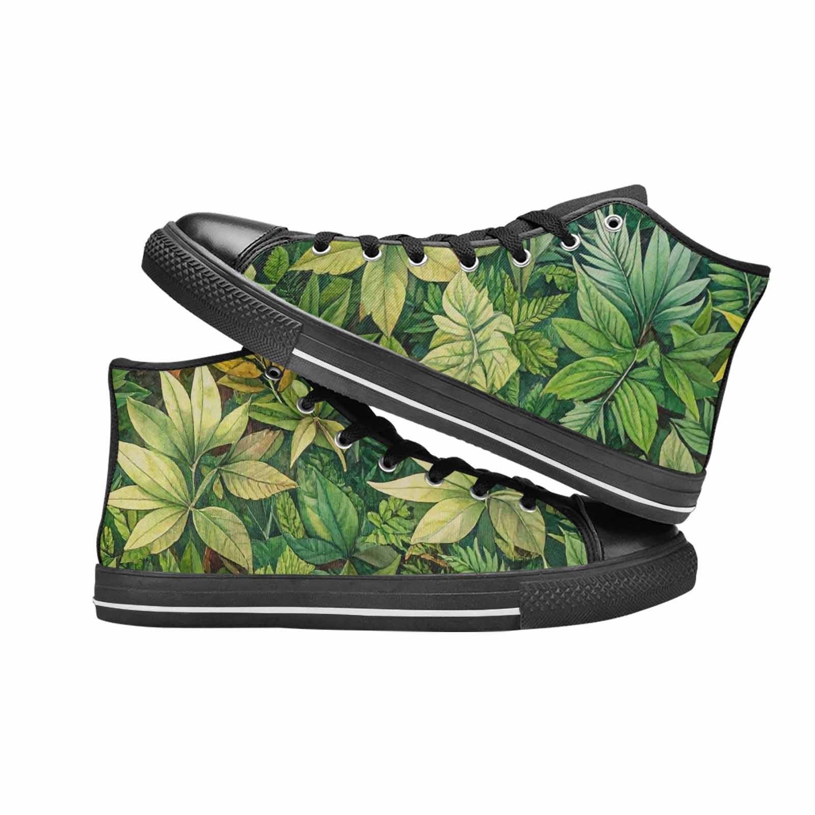 WOMEN'S Seven-Point Palmate Leaf High Top Canvas Wallpaper Art Custom Shoes