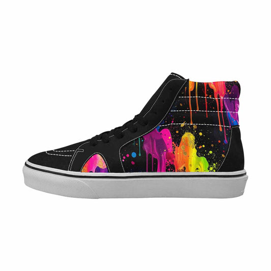 MEN'S Paint Splatter High Top Canvas Vibrant Chaos Custom Shoes