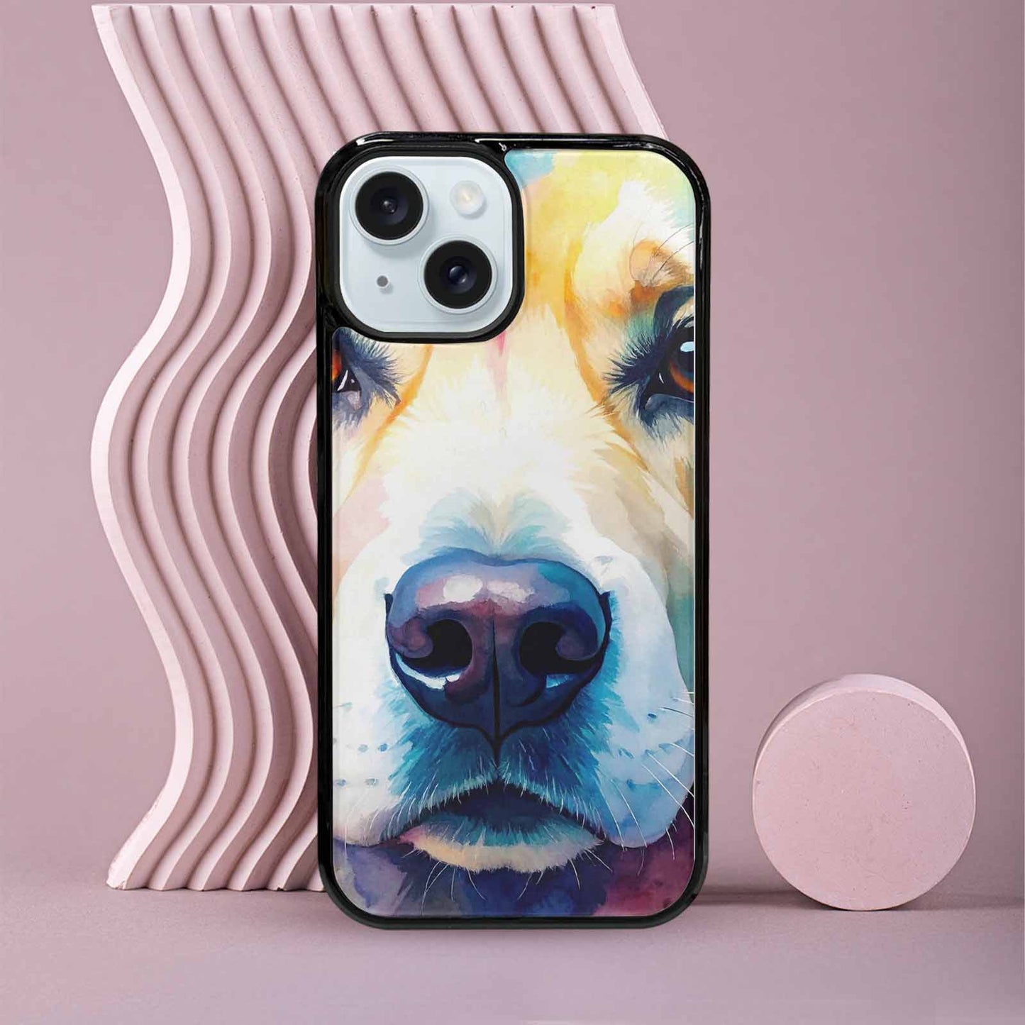 iPhone 15 Case — Golden Retriever Watercolor Art Pattern, Custom Designed Case Cover