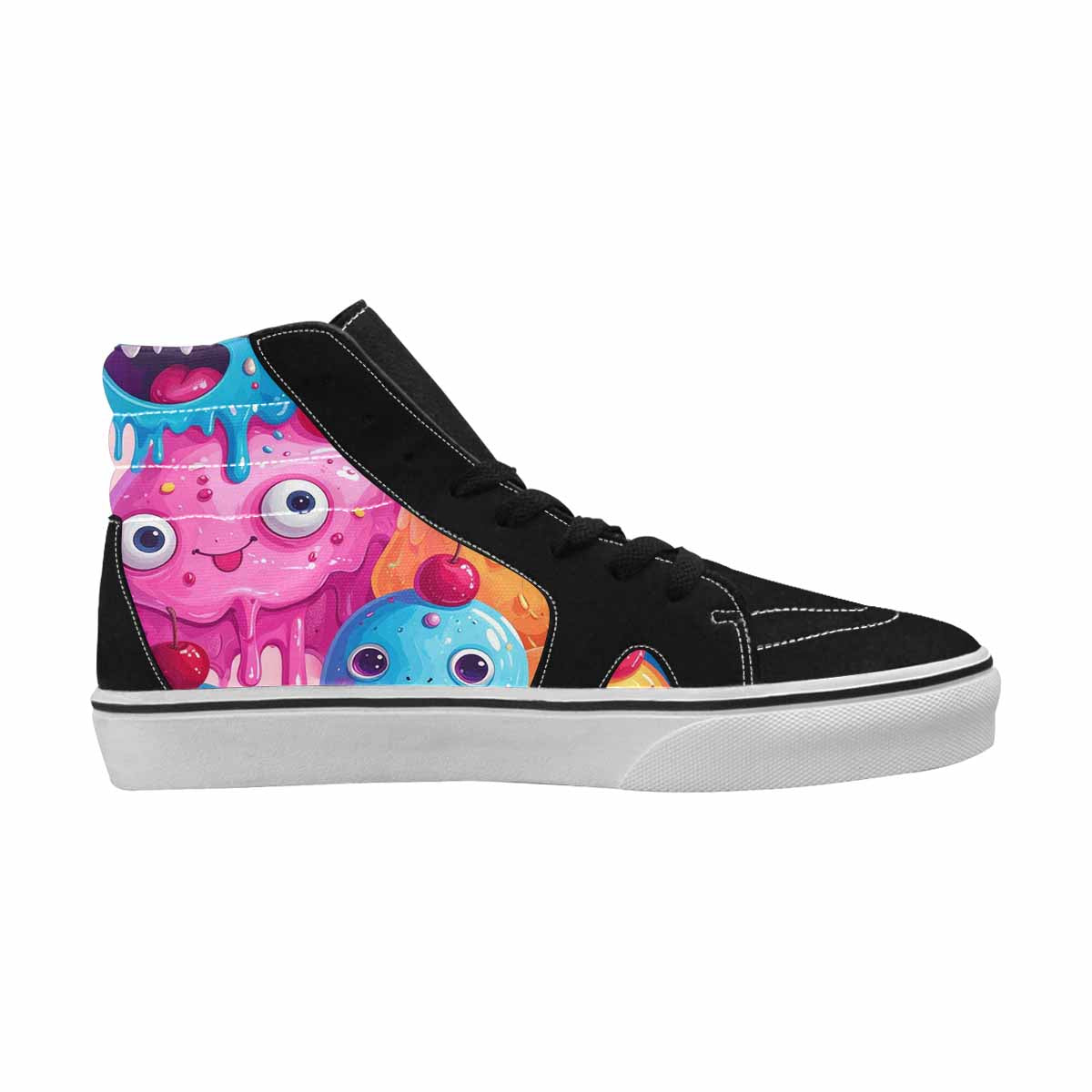 MEN'S Melting Icecream Monster Cherry High Top Canvas Surreal Sneakers