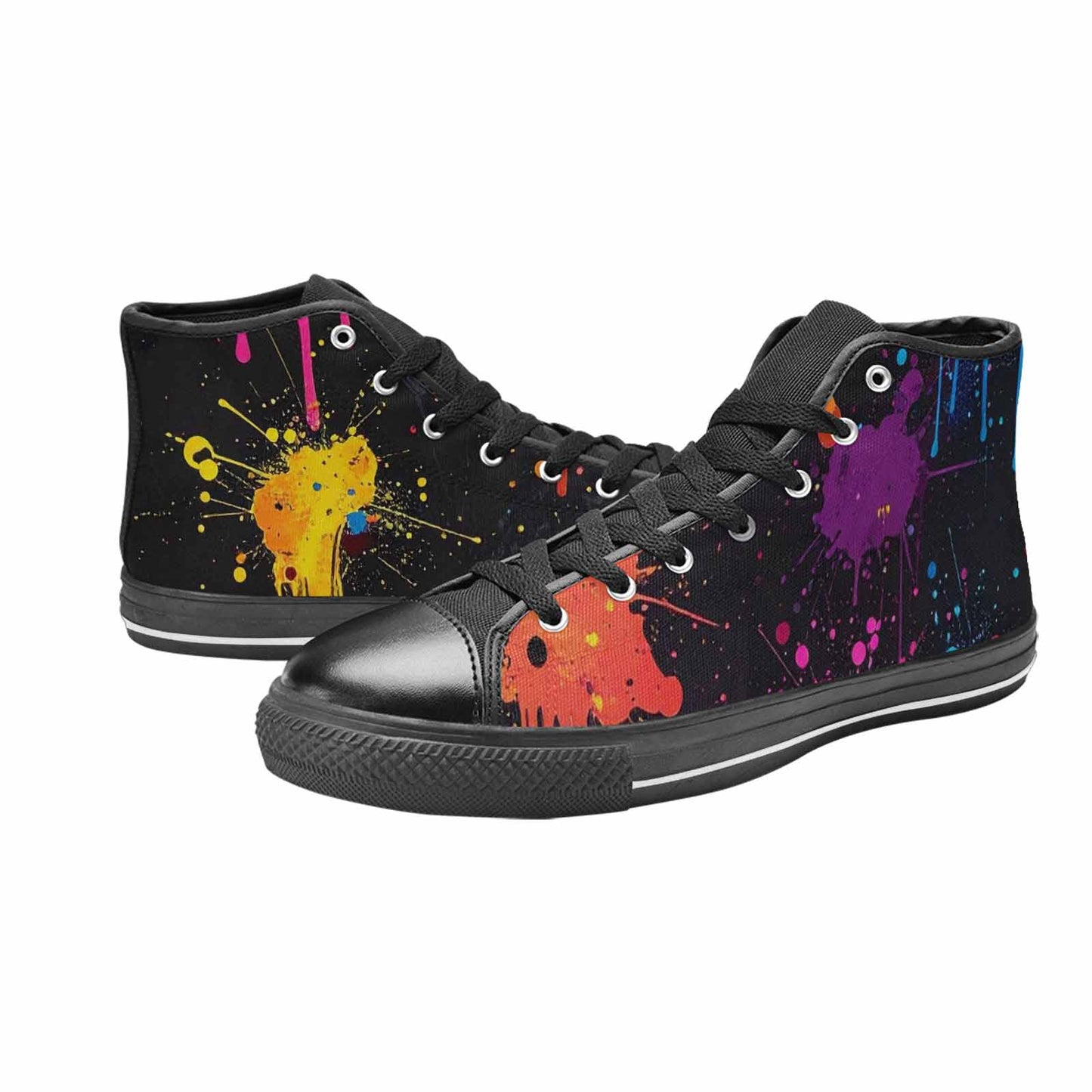WOMEN'S Paint Splatter High Top Canvas Wallpaper Art Custom Sneakers