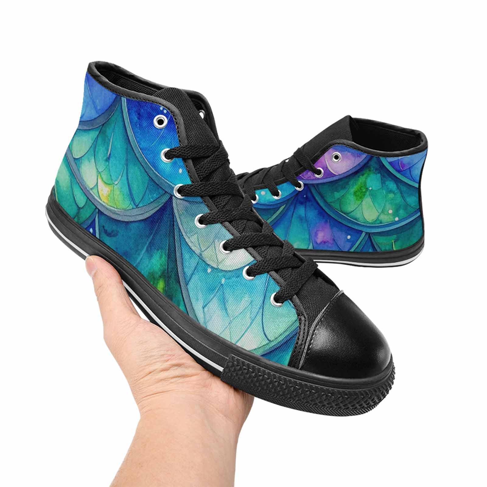 WOMEN'S Mermaid Scale High Top Canvas Aesthetic Custom Shoes