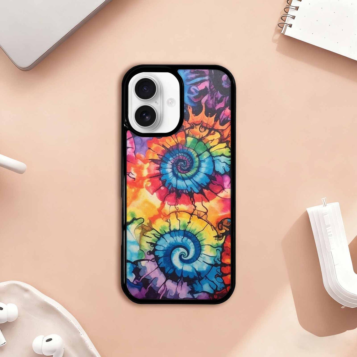 iPhone 17 Case — Black &amp; Blue Ink Tie Dye, Customized Protective Case