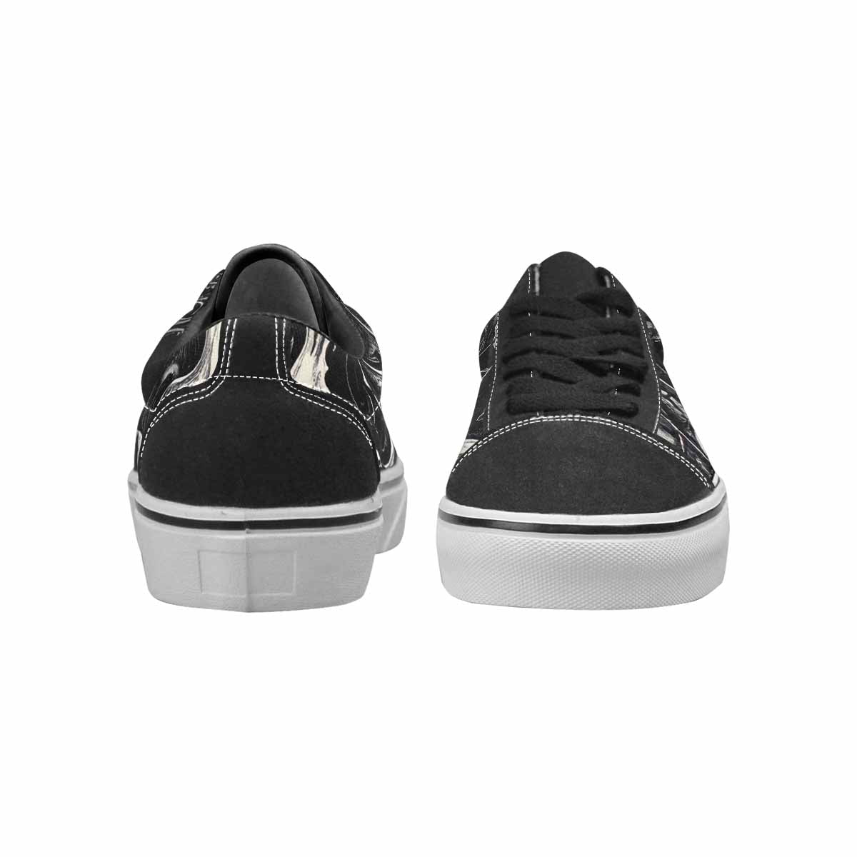 WOMEN'S Skulls Roses Black Ink Alt Canvas Lace-Up Dark Academia Shoes