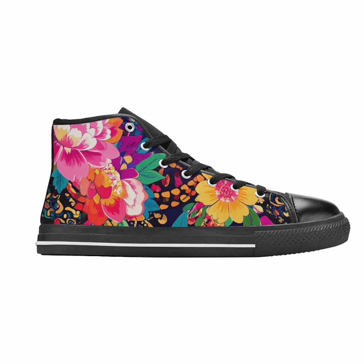MEN'S Floral Snake Print High Top Canvas Dreamcore Sneakers