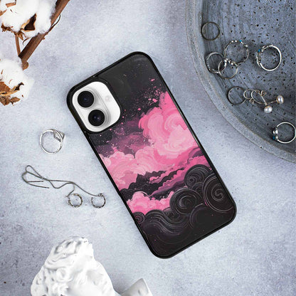 iPhone 16 Plus Case — Van Gogh Swirl Black Pink Ink, Custom Art Phone Cover
