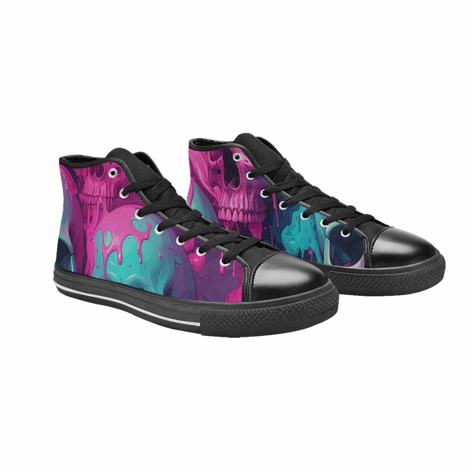 MEN'S Thousands Of Skulls High Top Canvas Vivid Custom Sneakers