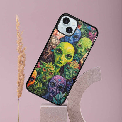 iPhone 15 Plus Case — Aliens Pattern Hundreds Of Sma, Custom Print Case Cover