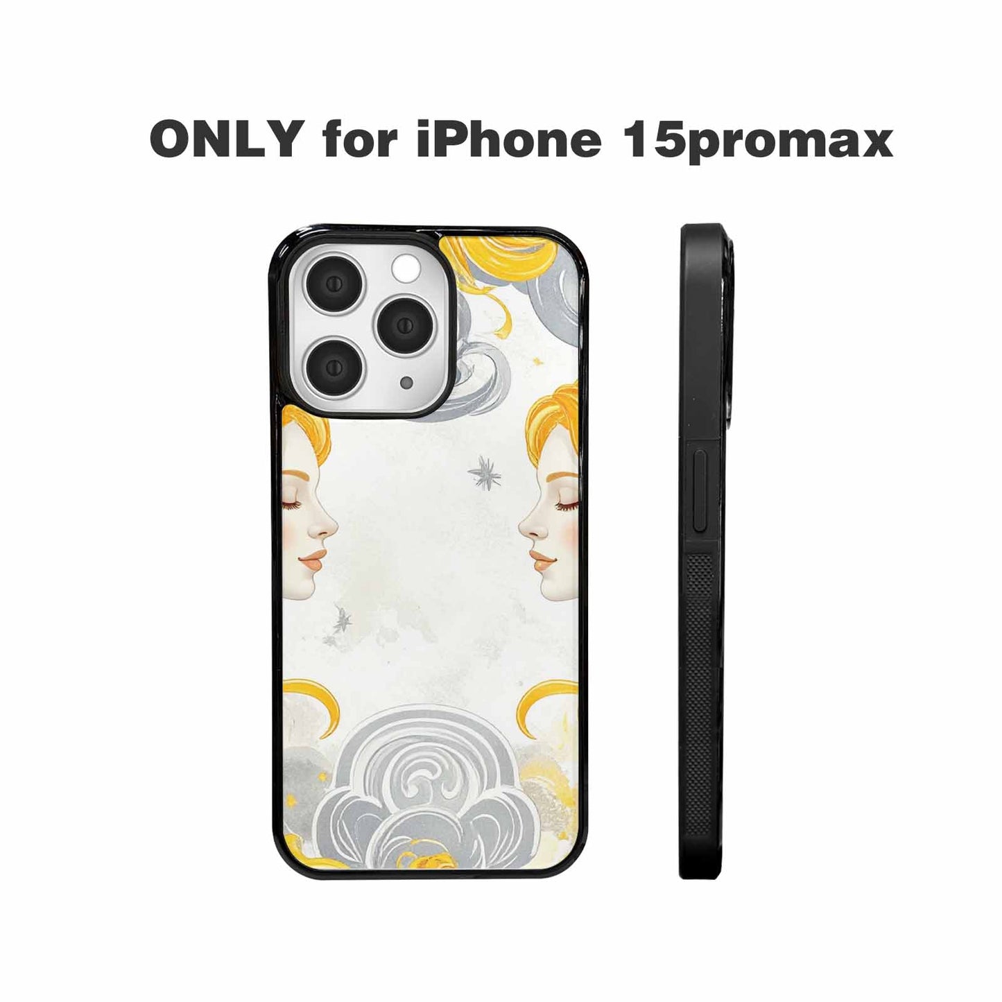 iPhone 15 Pro Max Case — Gemini Twins Zodiac Pattern Seamless Repeat, Custom Designed Case Cover