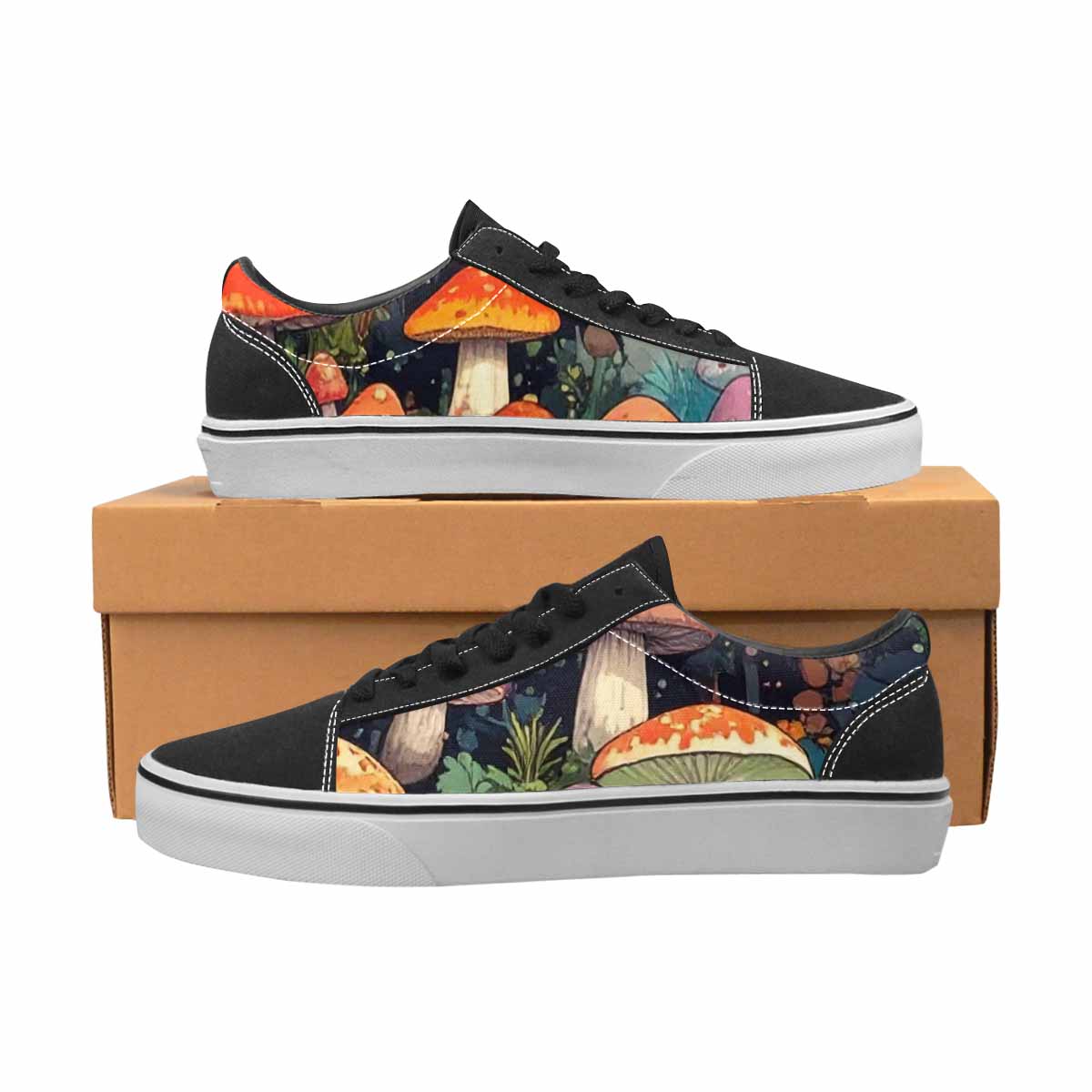 WOMEN'S Mushrooms  Camo Mushrooms Lace-Up Canvas Vivid Sneakers