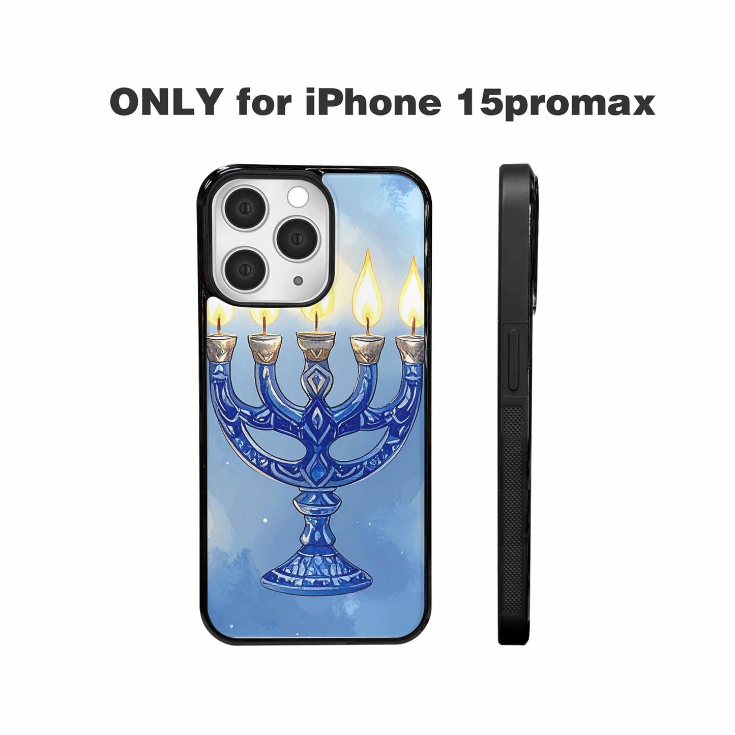 iPhone 15 Pro Max Case — Hanukkah Menorah Pattern Seamless Repeat Jewish, Personalized Phone Case