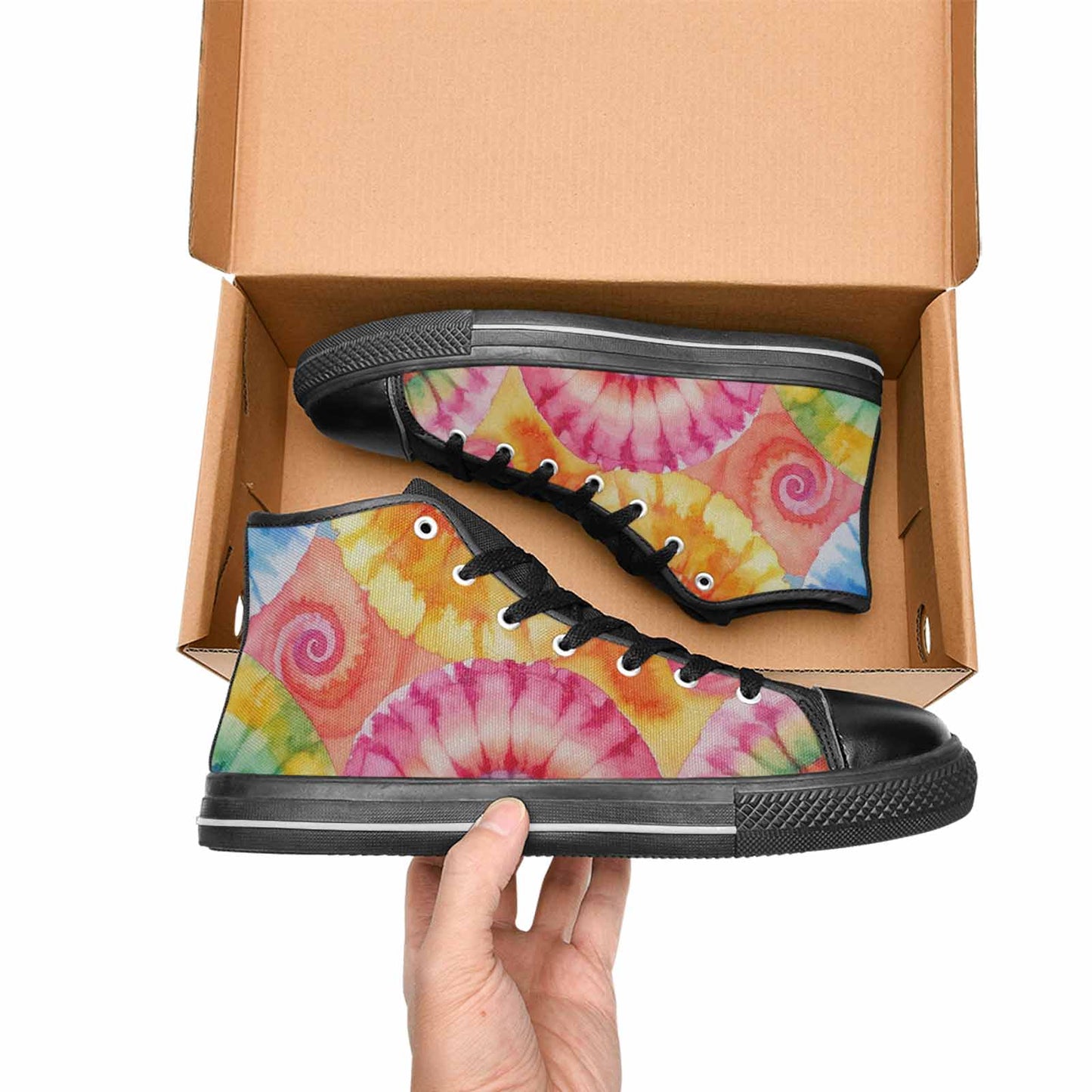 MEN'S Tie Dye Swirl High Top Canvas Vivid Custom Shoes