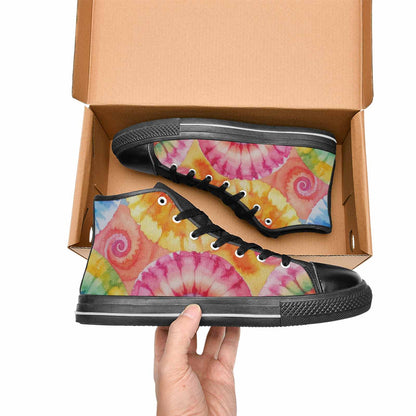 MEN'S Tie Dye Swirl High Top Canvas Vivid Custom Shoes