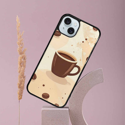 iPhone 15 Plus Case — Coffee Cup And Bean Pattern Seamless, Custom Art Phone Cover