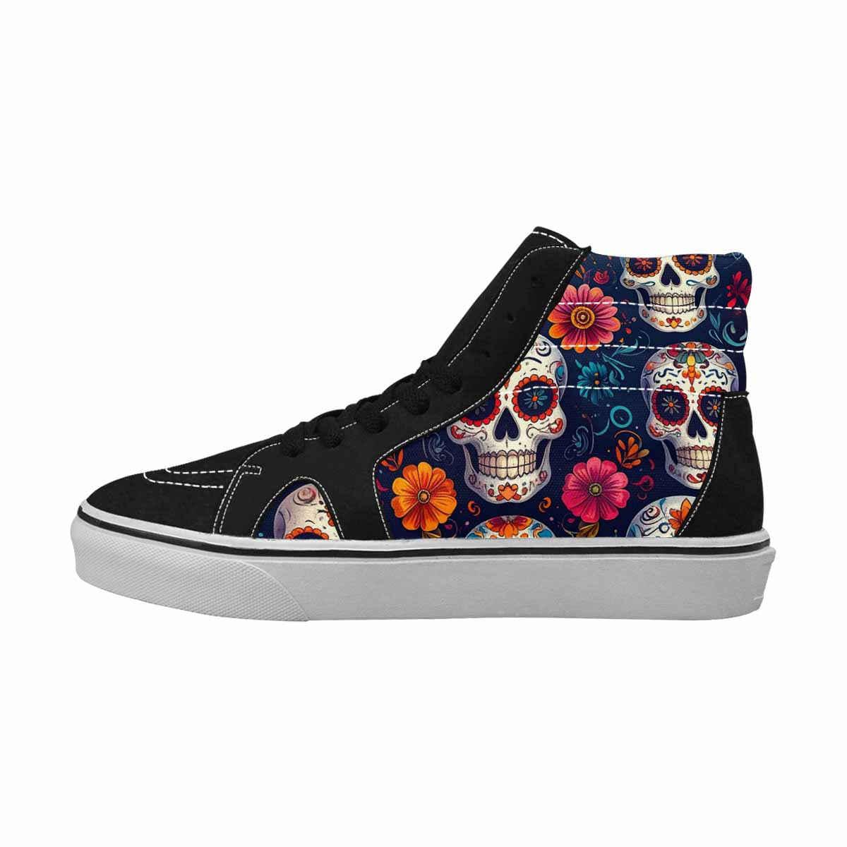 WOMEN'S Day Of Dead Sugar Skull High Top Canvas Dreamcore Custom Sneakers