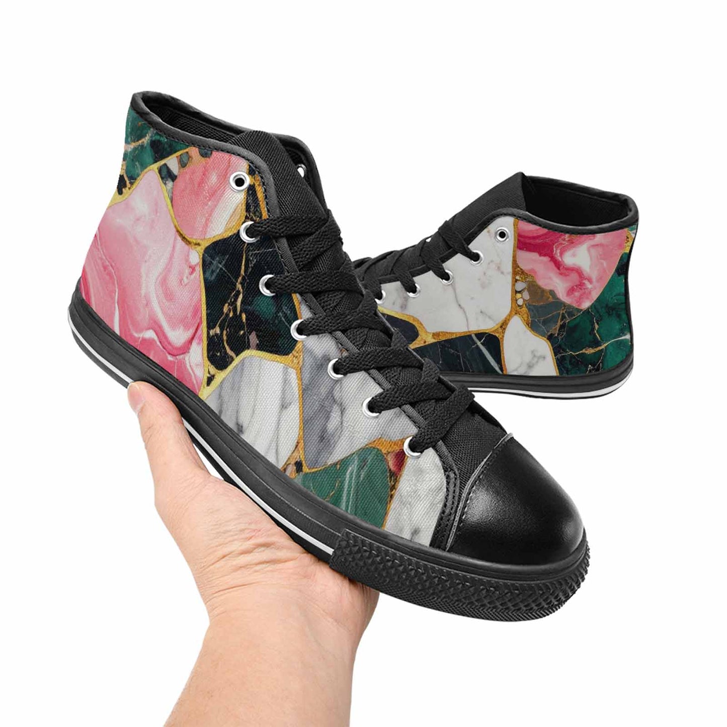 WOMEN'S Marble Stone Texture High Top Canvas Dark Academia Shoes