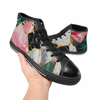 WOMEN'S Marble Stone Texture High Top Canvas Dark Academia Shoes