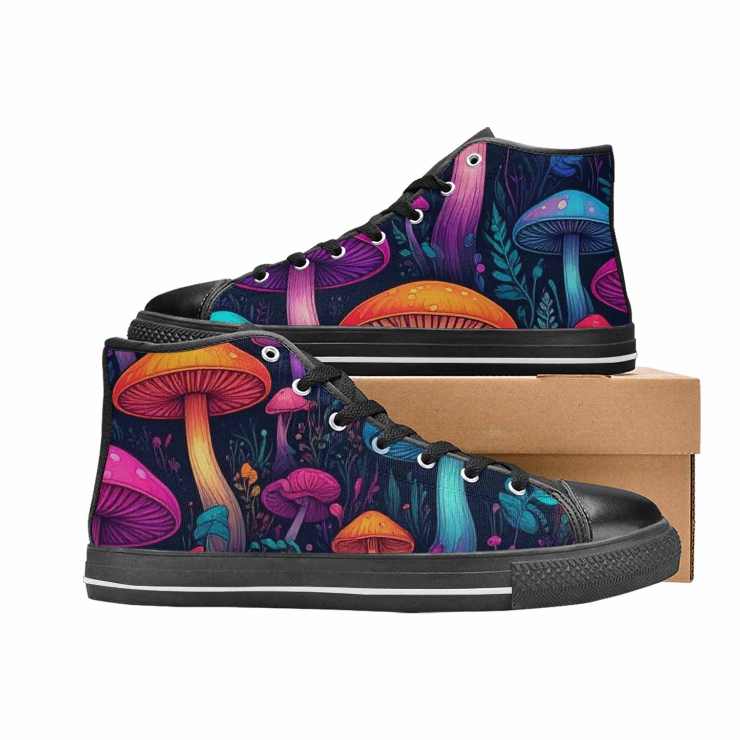 MEN'S Psychedelic Mushroom High Top Canvas Grunge Custom Shoes