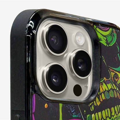iPhone 15 Pro Max Case — Vibrant Camo 1000\'s Of Skeletons Neon, Custom Designed Case Cover