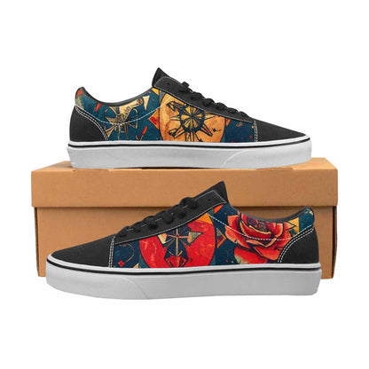 WOMEN'S Old School Tattoo Canvas Lace-Up Wallpaper Art Shoes