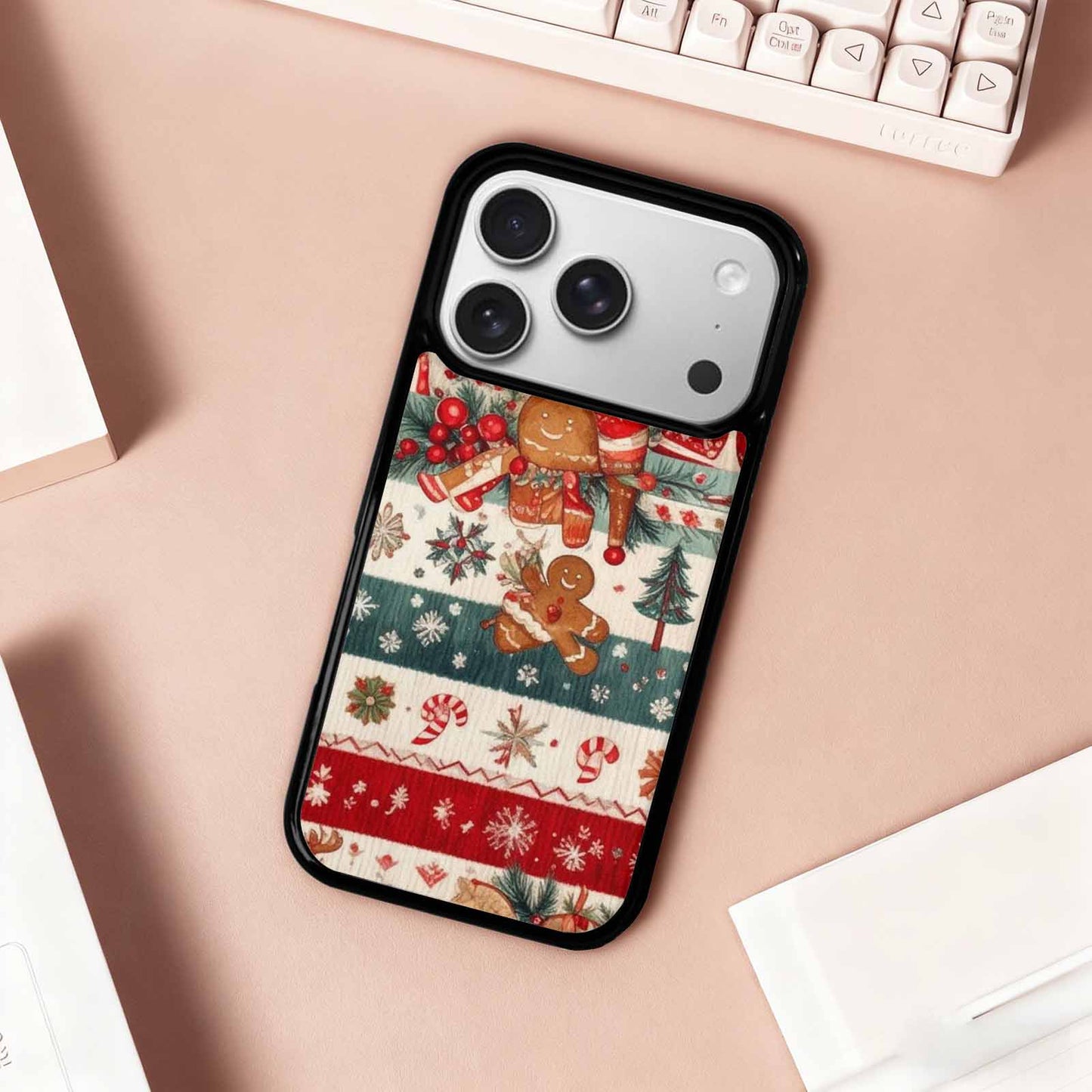 iPhone 17 Pro Case — Small Christmas Holly Snowflake Candy Original, Custom Designed Case Cover