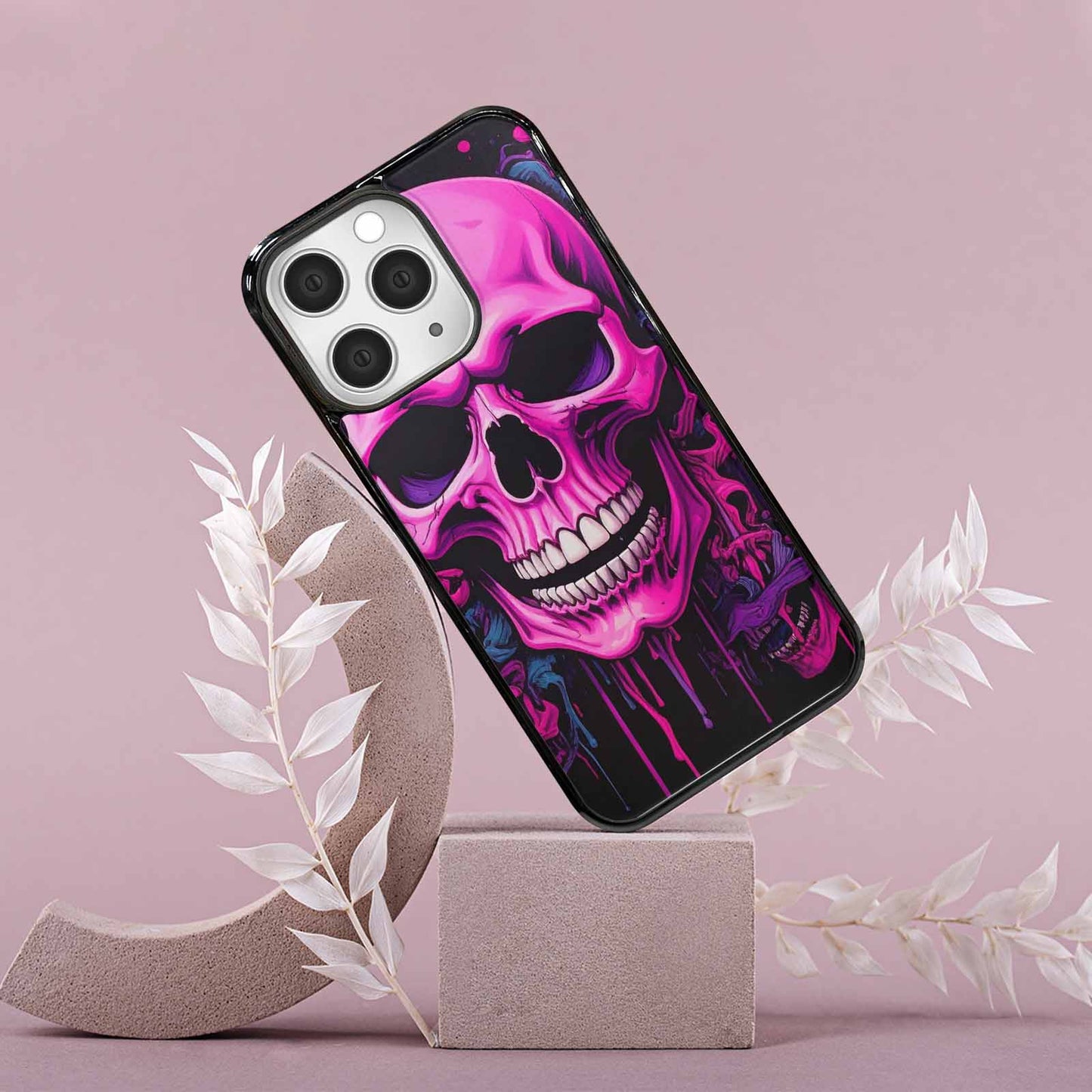 iPhone 15 Pro Max Case — Pink Purple Skeletons Neon Drip Melting, Custom Art Phone Cover