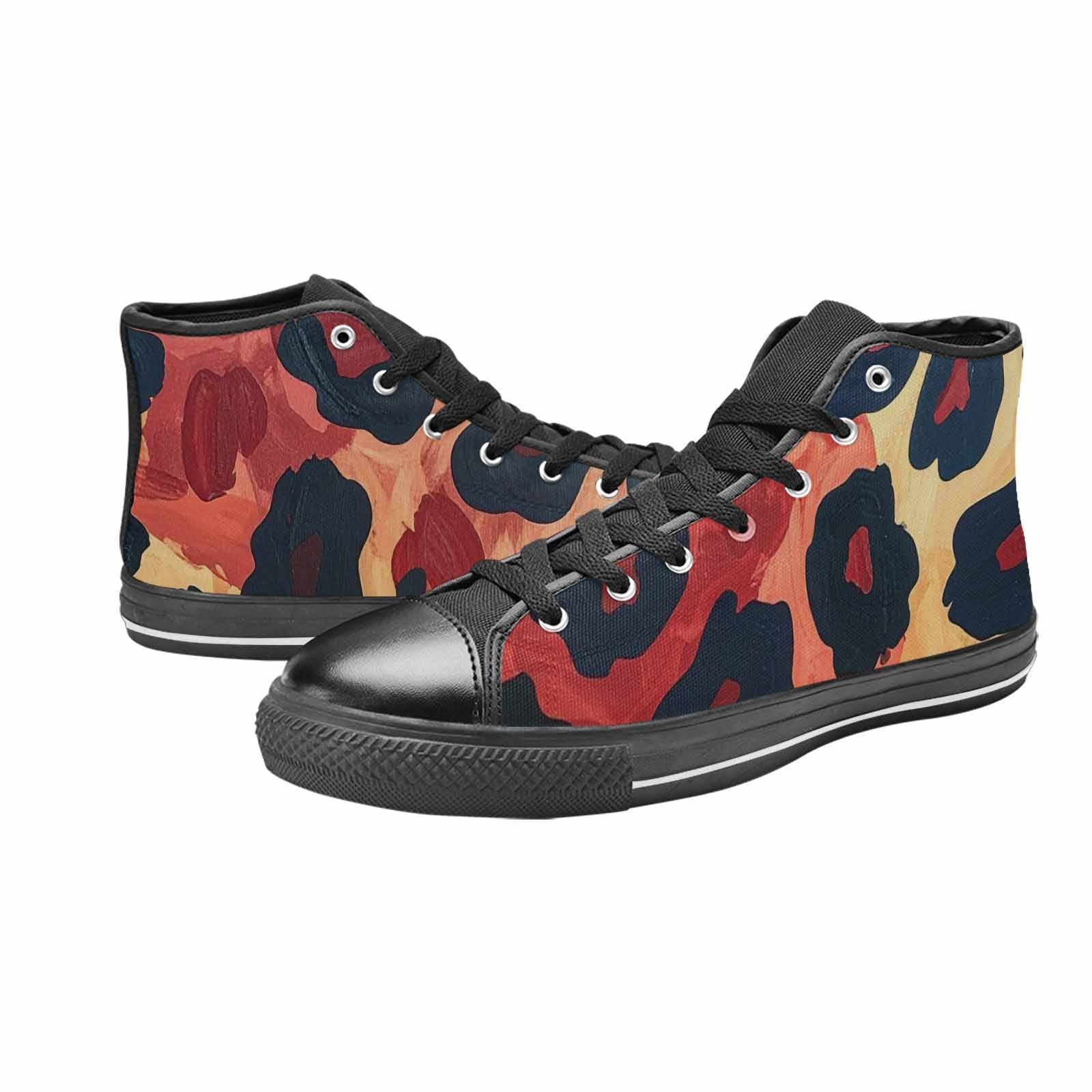 MEN'S Leopard Wallpaper Print High Top Canvas Neon Fantasy Sneakers