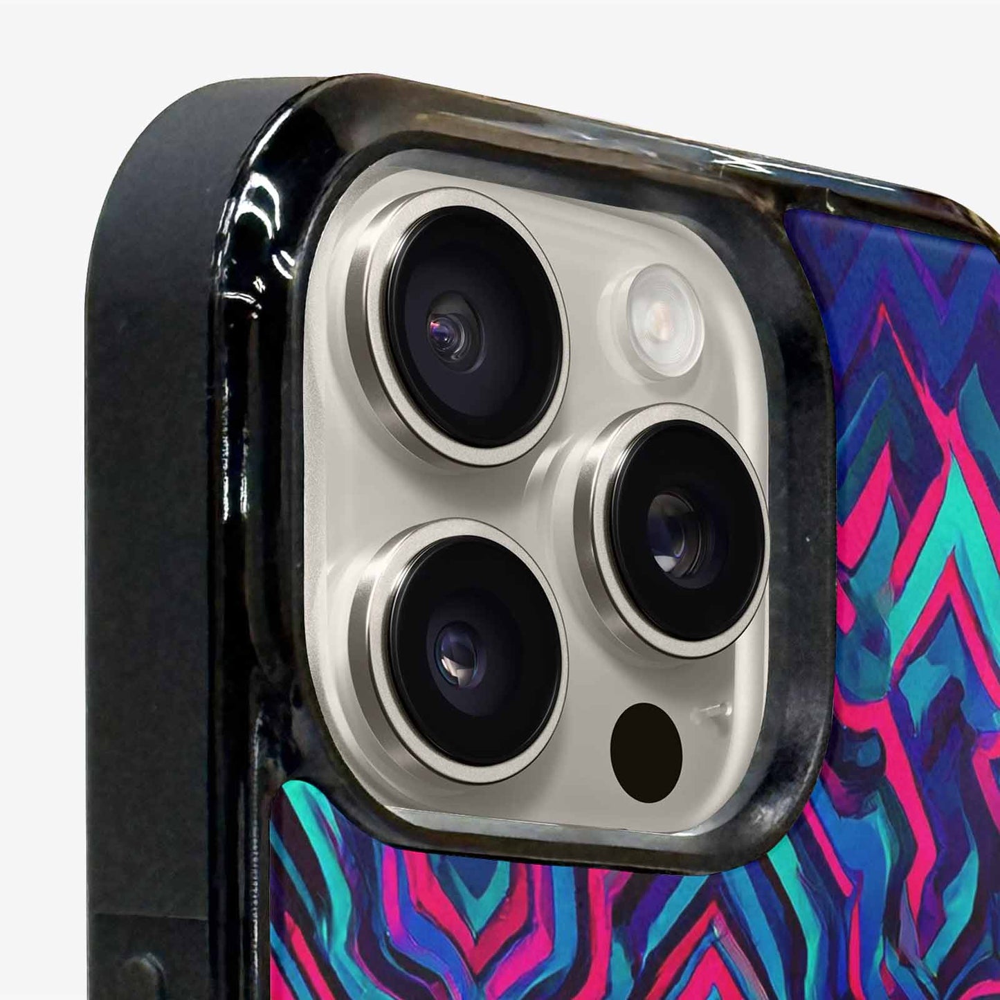 iPhone 16 Pro Case — Psychedelic Chevron Vortex, Custom Printed Phone Case