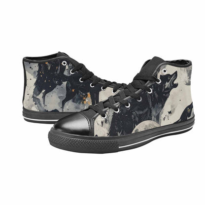 WOMEN'S Wolf Silhouette Moon High Top Canvas Cottagecore Shoes