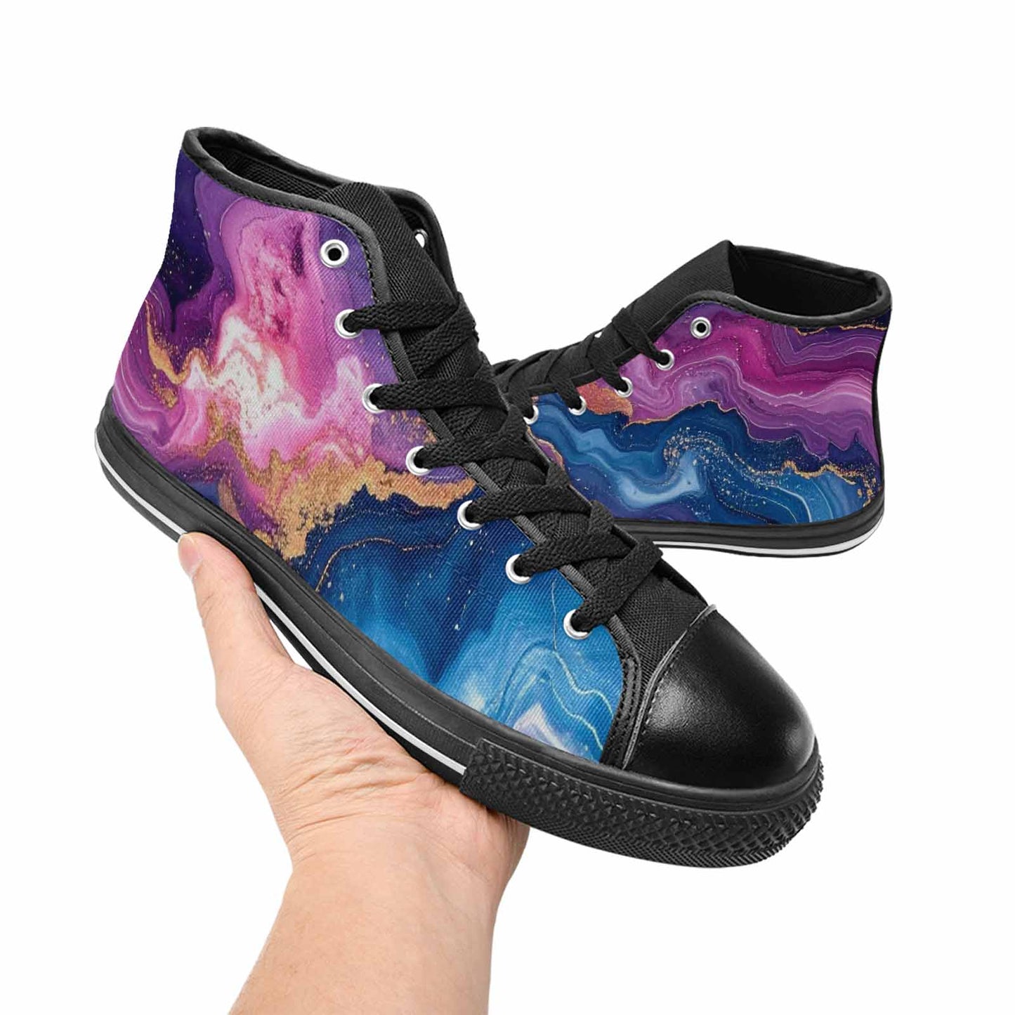 MEN'S Marble Galaxy High Top Canvas Neon Fantasy Custom Shoes