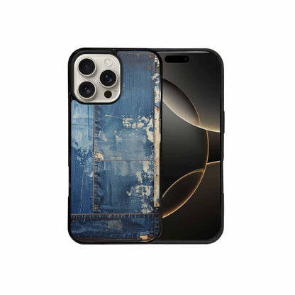 iPhone 16 Pro Max Case — Denim Distressed Textures Print Edge To, Custom Printed Phone Case