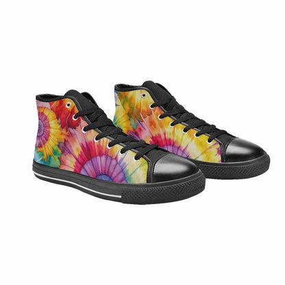 MEN'S Tie Dye Swirl High Top Canvas Dark Academia Custom Shoes