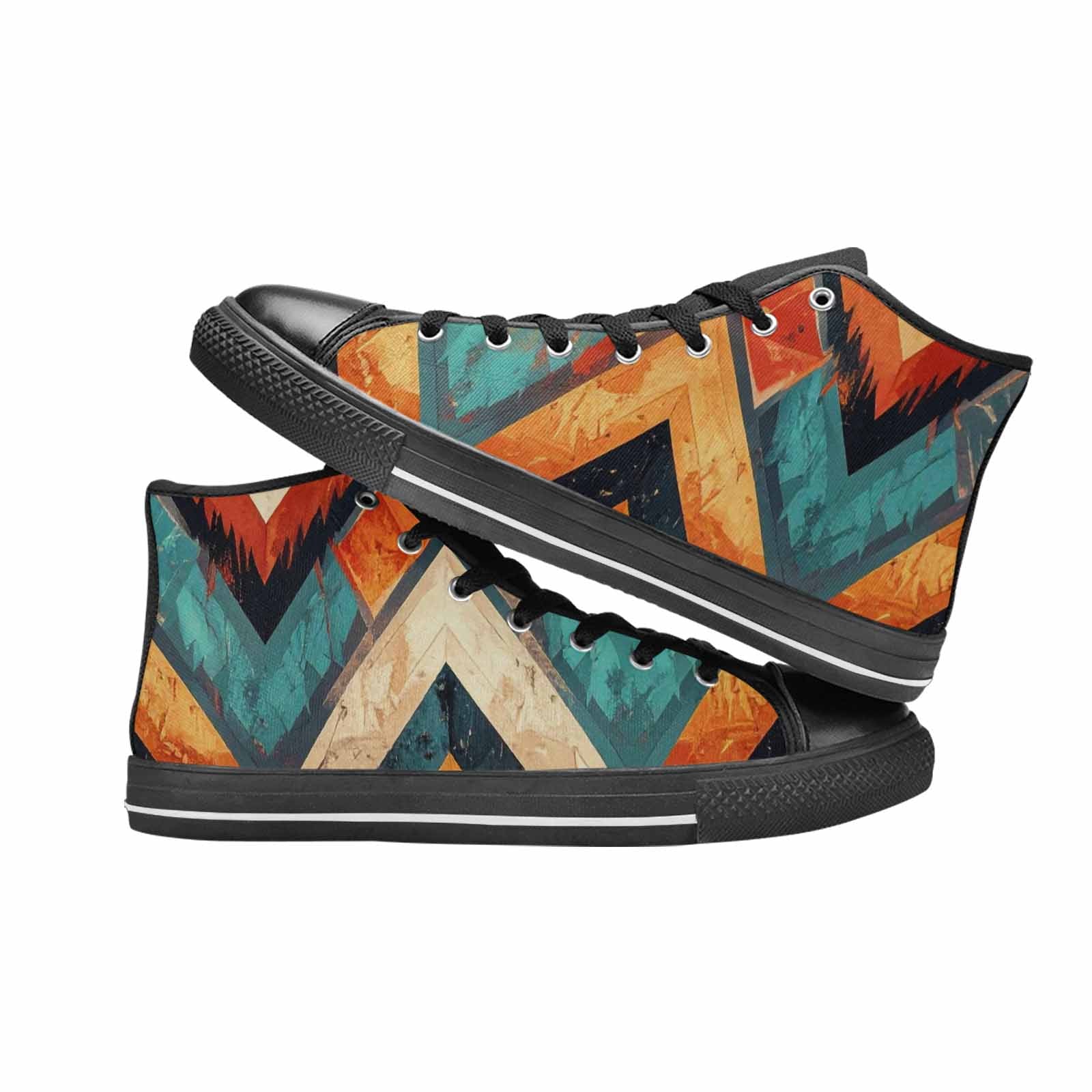 WOMEN'S Southwestern Geometric Diamond High Top Canvas Cottagecore Custom Sneakers