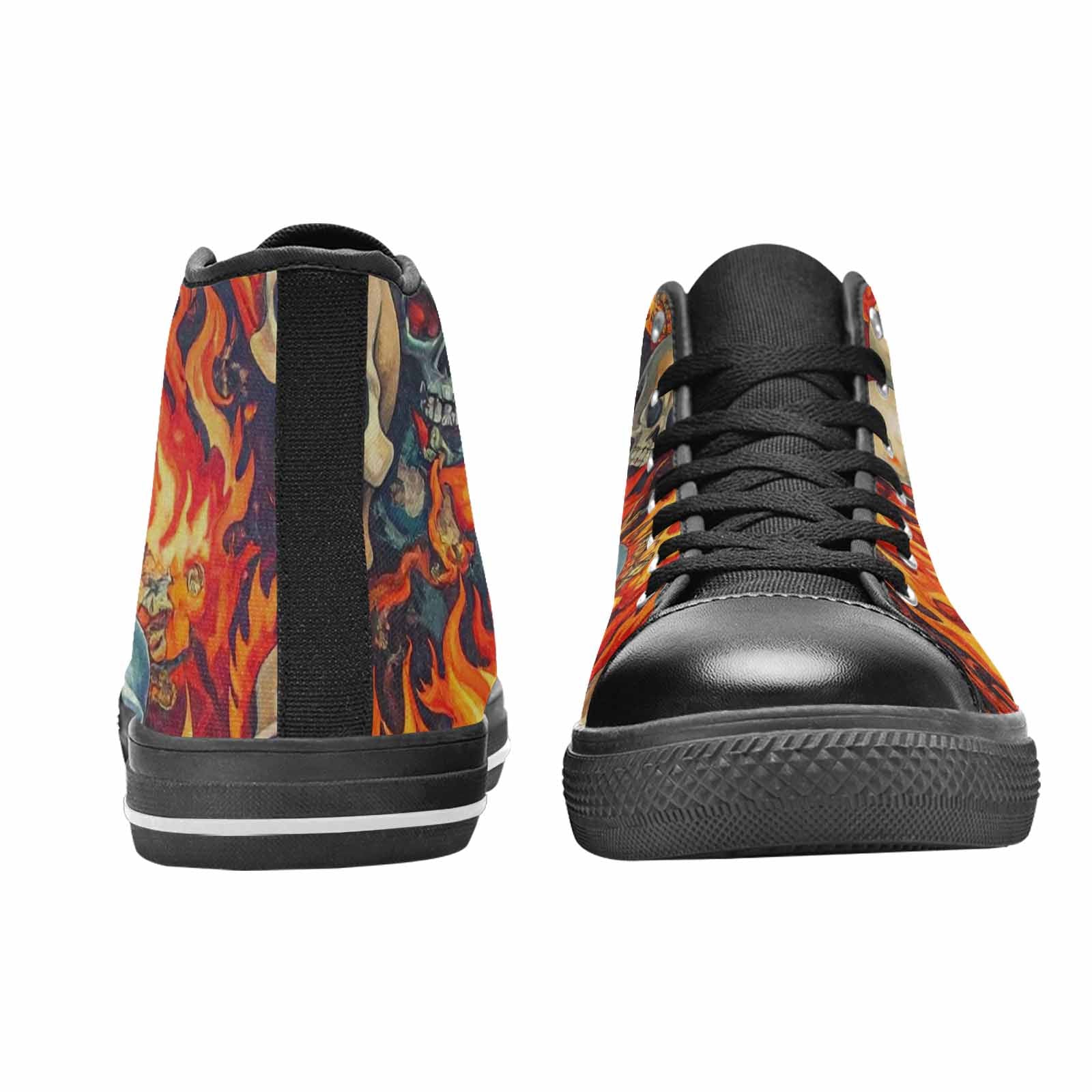 WOMEN'S Skulls - Flaming High Top Canvas Cottagecore Custom Sneakers