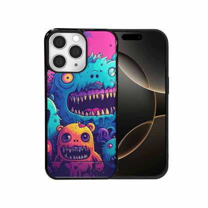 iPhone 15 Pro Max Case — Overlapping Endlessly No Empty Space Monsters, Custom Printed Phone Case