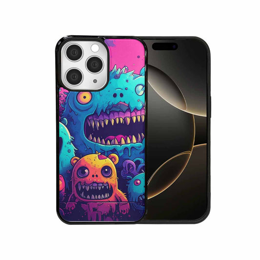 iPhone 15 Pro Max Case — Overlapping Endlessly No Empty Space Monsters, Custom Printed Phone Case