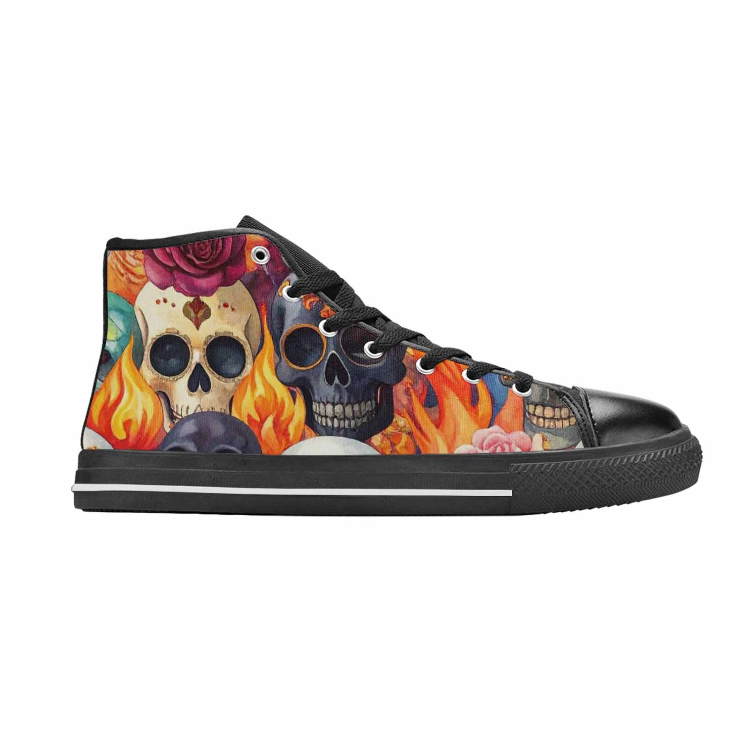 WOMEN'S Skull High Top Canvas Vibrant Chaos Shoes