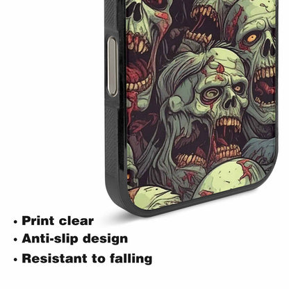 iPhone 16 Pro Case — Zombie Head Pattern Hundreds Of Small, Custom Printed Phone Case