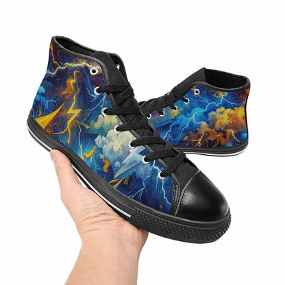 WOMEN'S Lightning Bolt High Top Canvas Wallpaper Art Sneakers