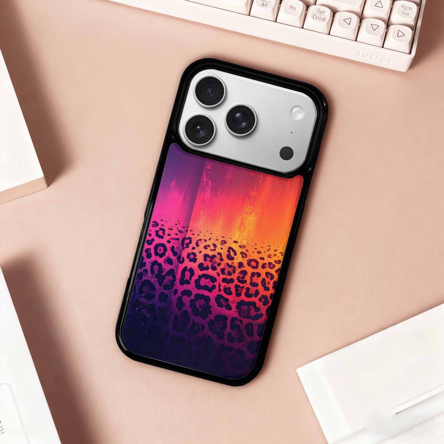 iPhone 17 Pro Case — Leopard Print Gradient Style Edge Animal, Custom Made Phone Cover