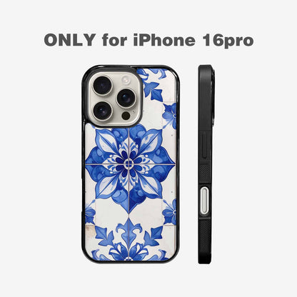 iPhone 16 Pro Case — Mexican Talavera Tile Pattern Floral Geometric, Custom Printed Phone Case