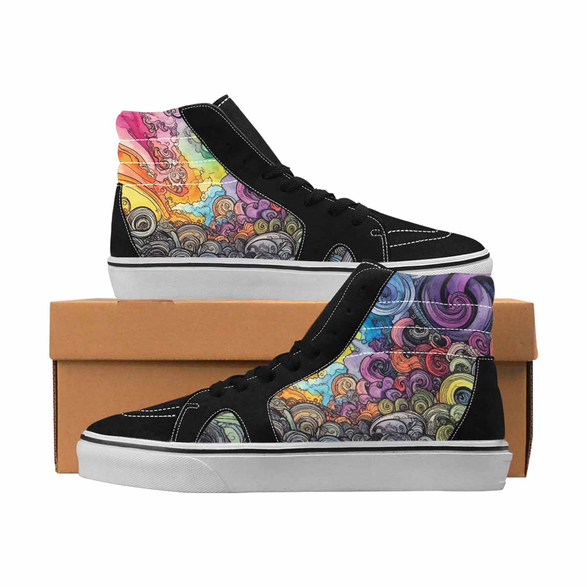 MEN'S Tie Dye High Top Canvas Wearable Art Aesthetic Custom Print Sneakers