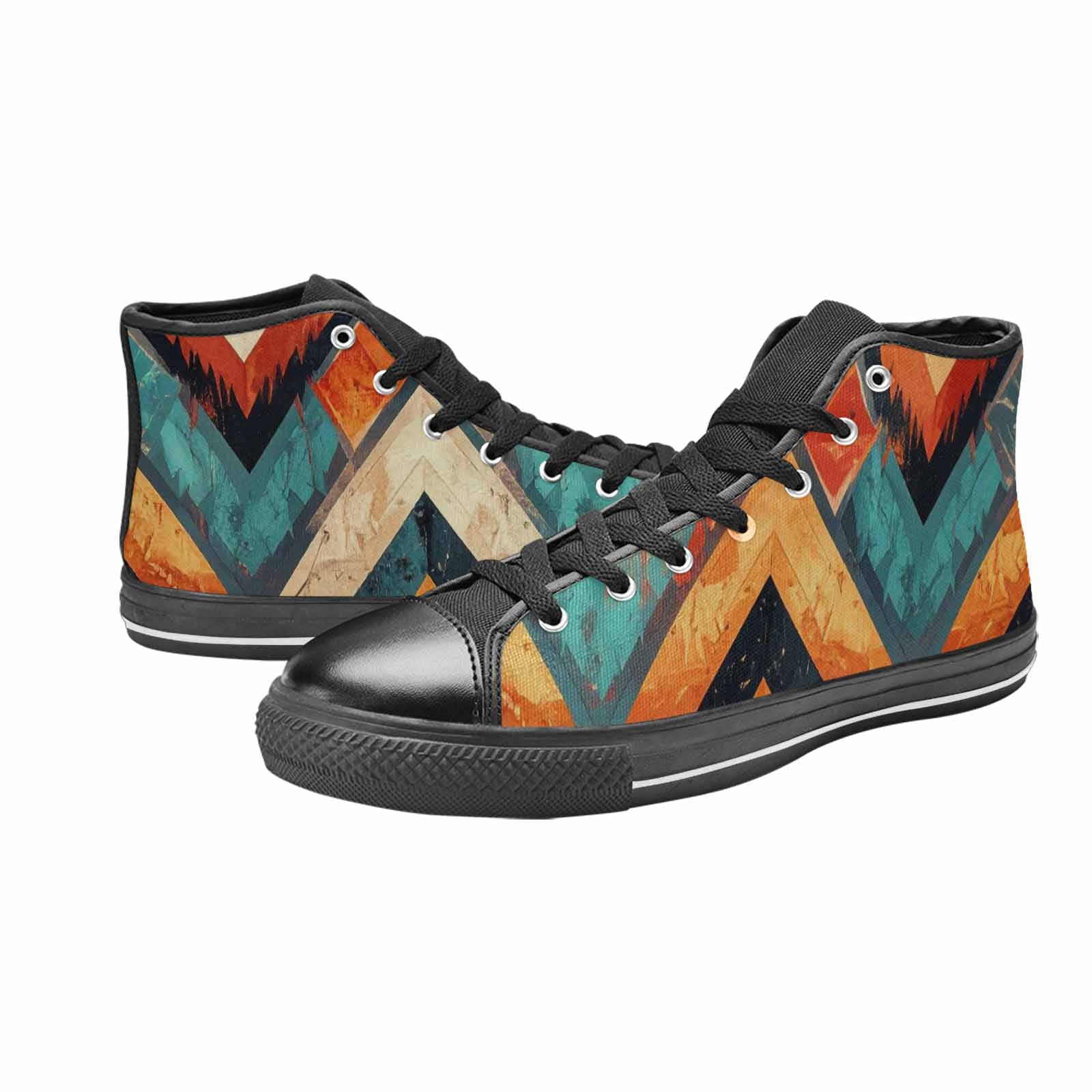 MEN'S Southwestern Geometric Diamond High Top Canvas Vibrant Chaos Sneakers