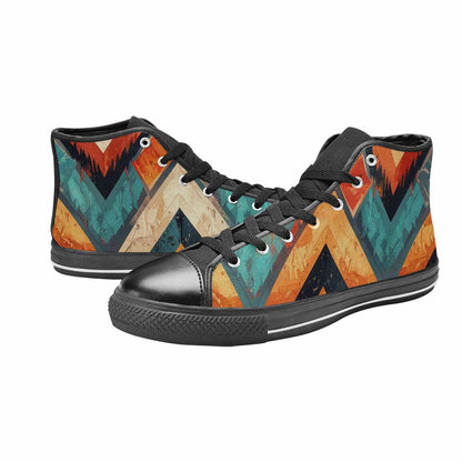 MEN'S Southwestern Geometric Diamond High Top Canvas Vibrant Chaos Sneakers
