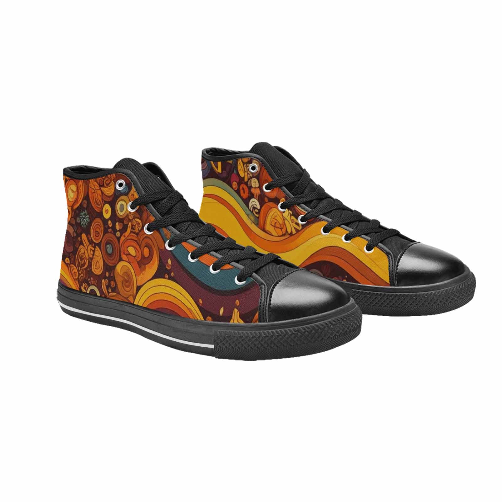 WOMEN'S Groovy 70S Peace High Top Canvas Dark Academia Sneakers