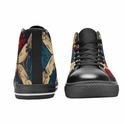 MEN'S Old School Tattoo High Top Canvas Wallpaper Art Custom Sneakers