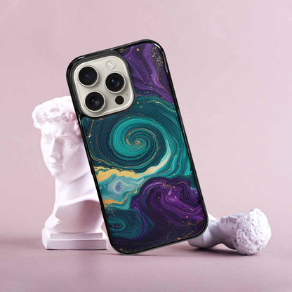 iPhone 16 Pro Case — Marbled Swirl Texture Blended With Galaxy, Customized Protective Case