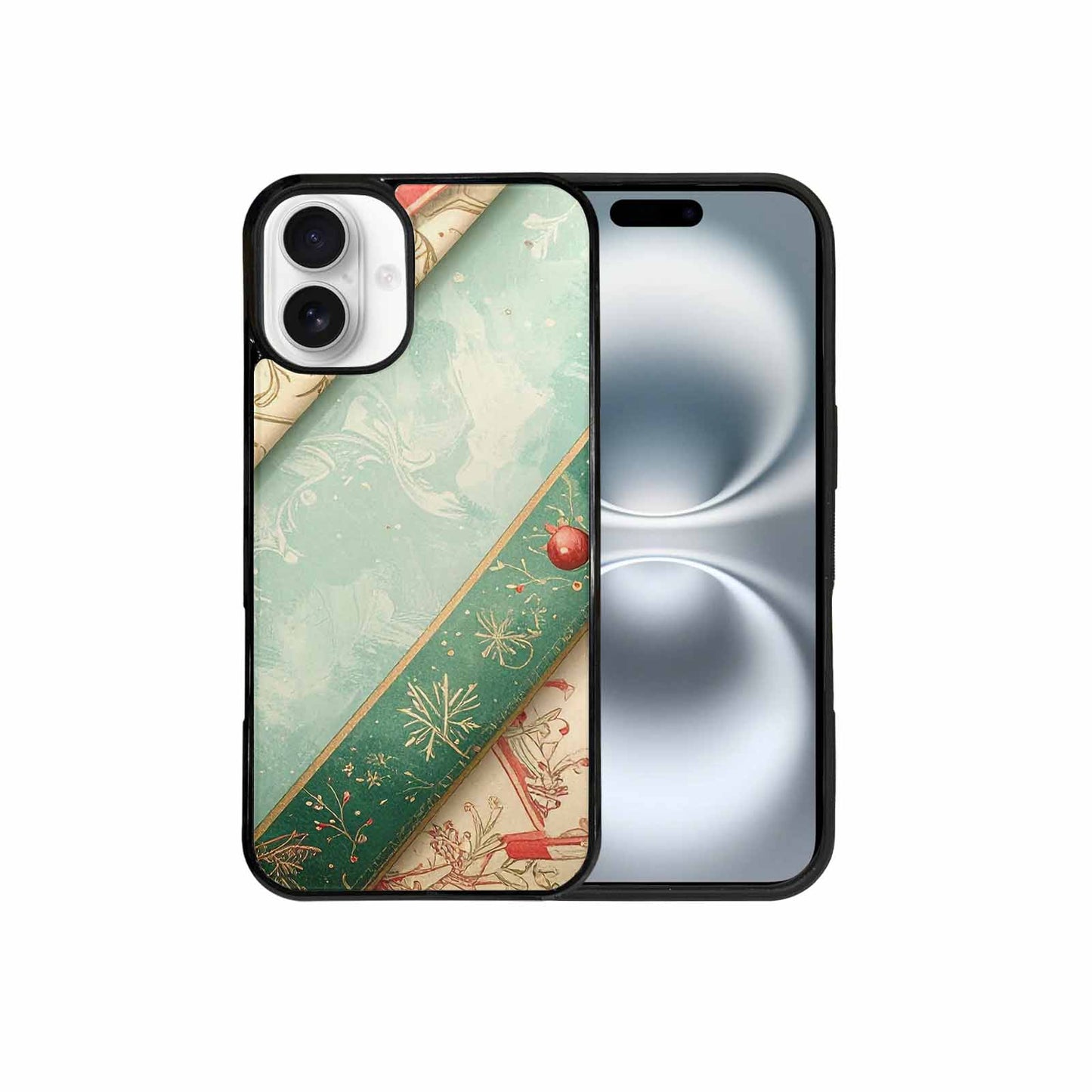 iPhone 16 Plus Case — Christmas Wrapping Paper Pattern Art Wallpaper, Custom Art Phone Cover